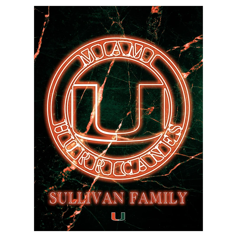 Miami Hurricanes Personalized 12" x 16" Framed Art Print