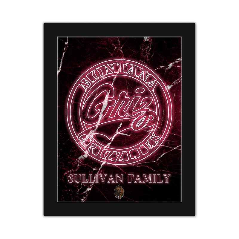 Montana Grizzlies Personalized 12" x 16" Framed Art Print