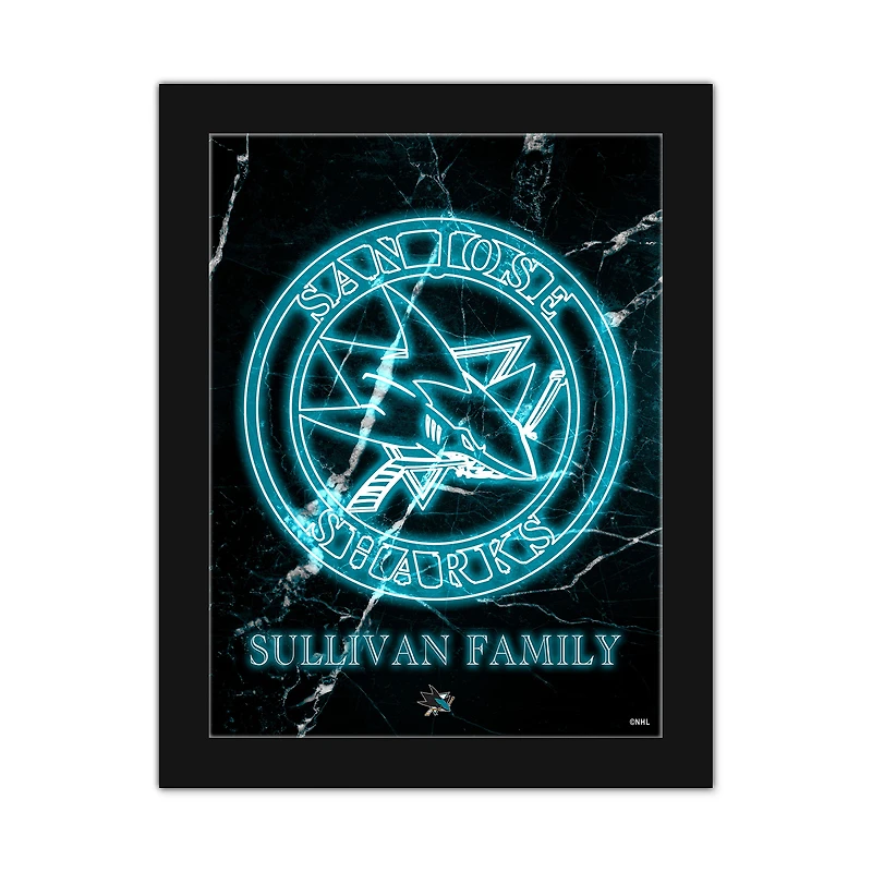 San Jose Sharks Personalized 12" x 16" Framed Art Print