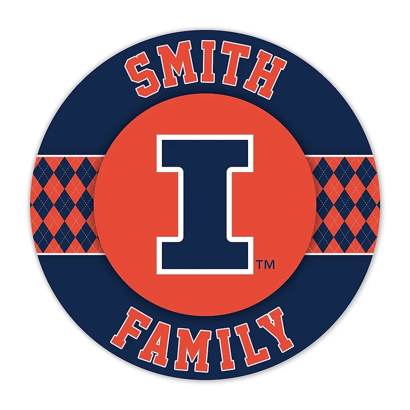 Illinois Fighting Illini 16" Personalized Circle Wall Art