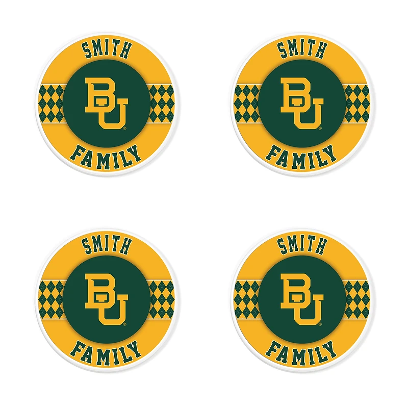 Baylor Bears 4" Customizable Circular Coasters 4-Pack Set