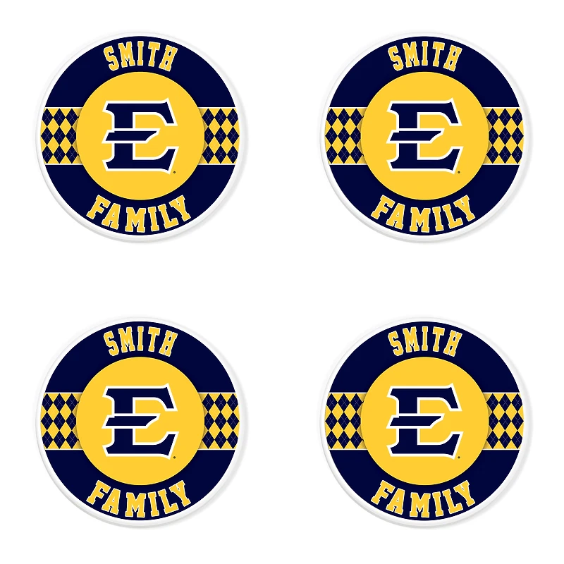 ETSU Buccaneers 4" Customizable Circular Coasters 4-Pack Set
