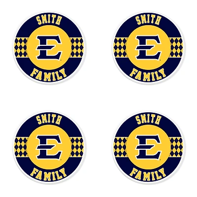 ETSU Buccaneers 4" Customizable Circular Coasters 4-Pack Set