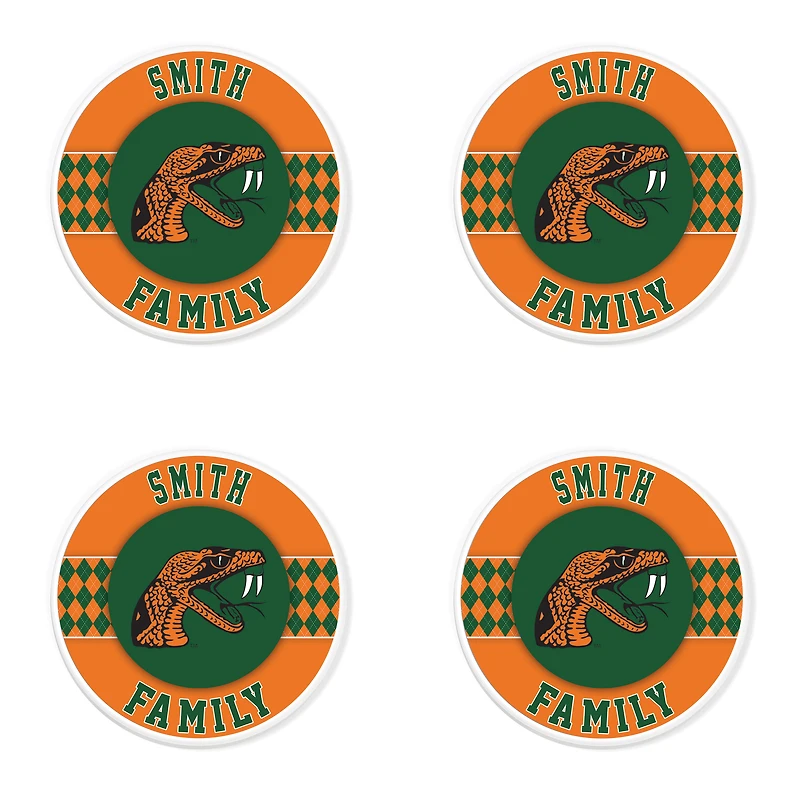Florida A&M Rattlers 4" Customizable Circular Coasters 4-Pack Set