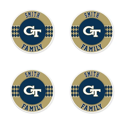 Georgia Tech Yellow Jackets 4" Customizable Circular Coasters 4-Pack Set