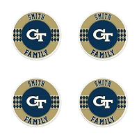 Georgia Tech Yellow Jackets 4" Customizable Circular Coasters 4-Pack Set