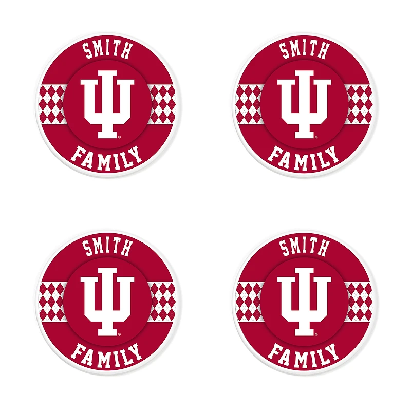Indiana Hoosiers 4" Customizable Circular Coasters 4-Pack Set