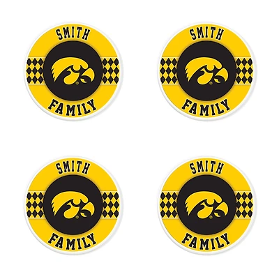 Iowa Hawkeyes 4" Customizable Circular Coasters 4-Pack Set