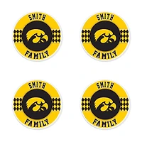 Iowa Hawkeyes 4" Customizable Circular Coasters 4-Pack Set