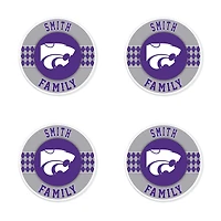 Kansas State Wildcats 4" Customizable Circular Coasters 4-Pack Set