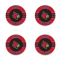Louisville Cardinals 4" Customizable Circular Coasters 4-Pack Set