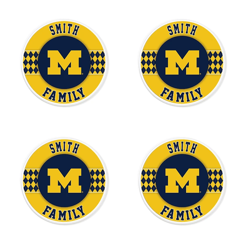 Michigan Wolverines 4" Customizable Circular Coasters 4-Pack Set