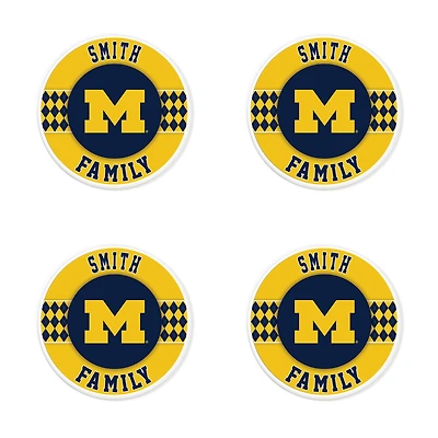 Michigan Wolverines 4" Customizable Circular Coasters 4-Pack Set