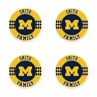 Michigan Wolverines 4" Customizable Circular Coasters 4-Pack Set