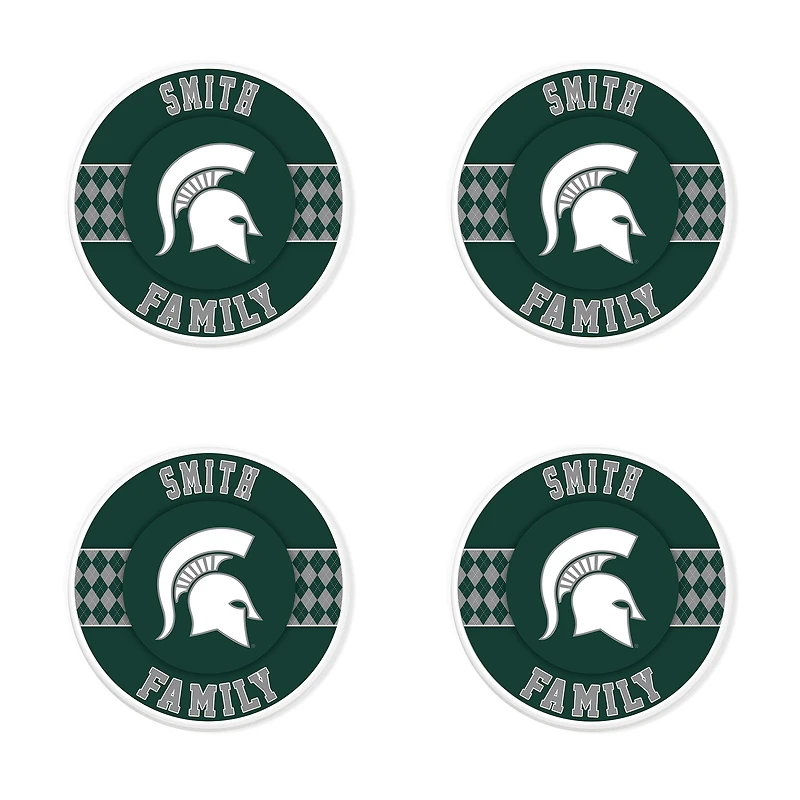 Michigan State Spartans 4" Customizable Circular Coasters 4-Pack Set
