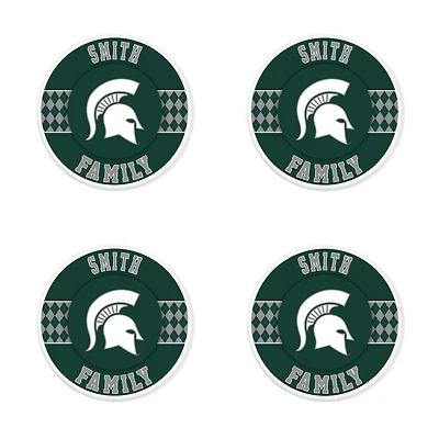 Michigan State Spartans 4" Customizable Circular Coasters 4-Pack Set