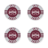 Mississippi State Bulldogs 4" Customizable Circular Coasters 4-Pack Set