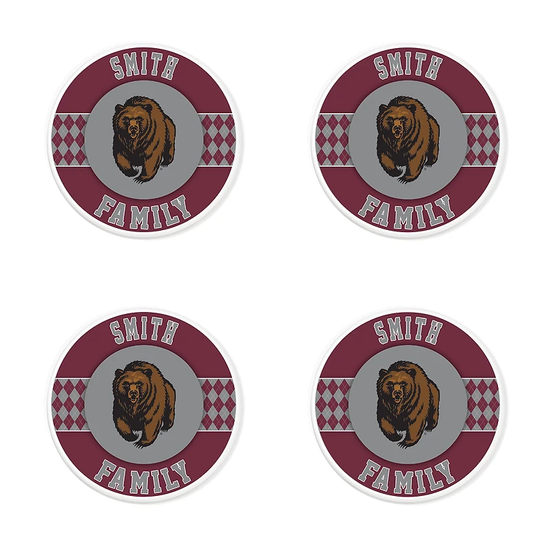 Montana Grizzlies 4" Customizable Circular Coasters 4-Pack Set