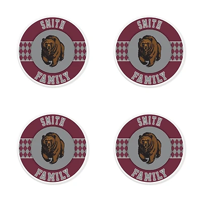 Montana Grizzlies 4" Customizable Circular Coasters 4-Pack Set