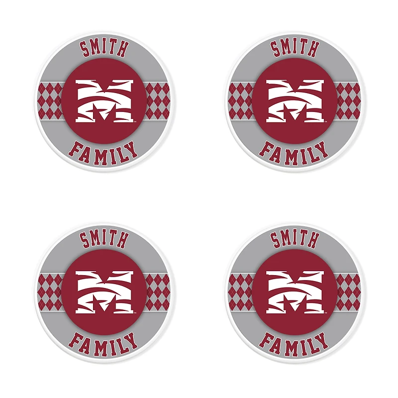 Morehouse Maroon Tigers 4" Customizable Circular Coasters 4-Pack Set