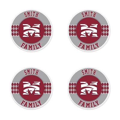 Morehouse Maroon Tigers 4" Customizable Circular Coasters 4-Pack Set