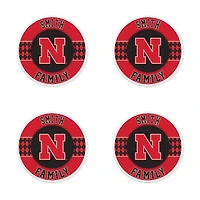 Nebraska Huskers 4" Personalized Circular Coasters 4-Pack Set