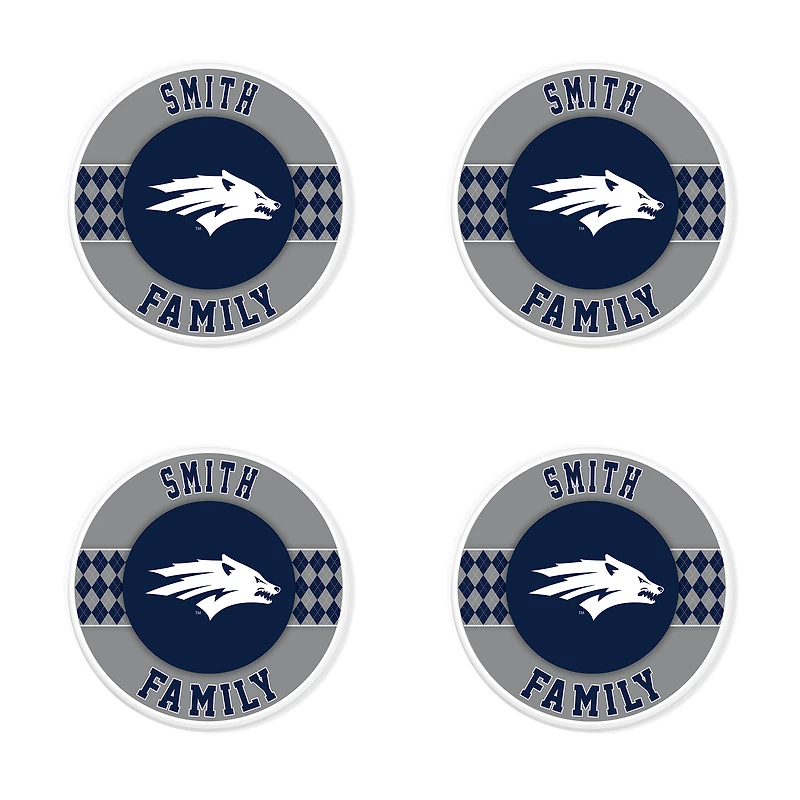 Nevada Wolf Pack 4" Customizable Circular Coasters 4-Pack Set
