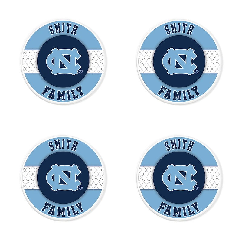 North Carolina Tar Heels 4" Personalized Circular Coasters 4-Pack Set