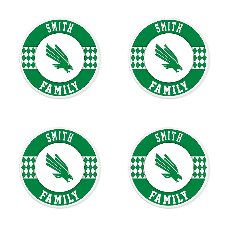 North Texas Mean Green 4" Customizable Circular Coasters 4-Pack Set