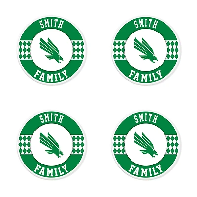 North Texas Mean Green 4" Customizable Circular Coasters 4-Pack Set
