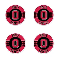 Ohio State Buckeyes 4" Personalized Circular Coasters 4-Pack Set