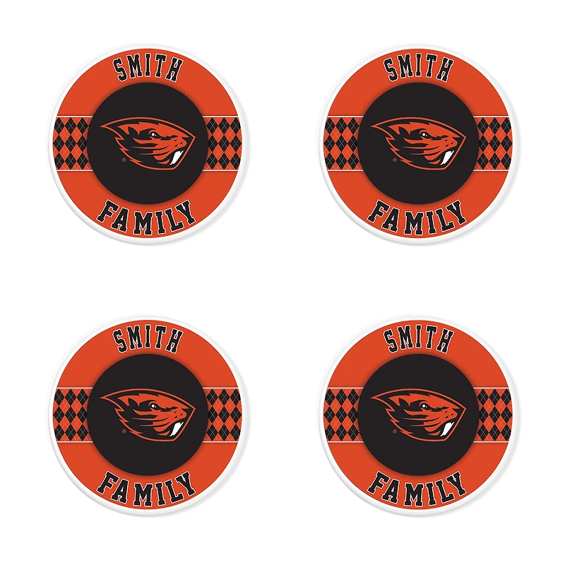 Oregon State Beavers 4" Customizable Circular Coasters 4-Pack Set