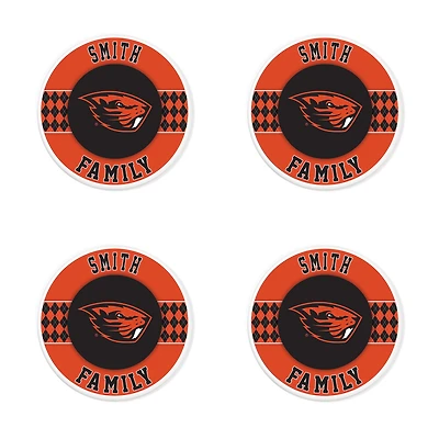 Oregon State Beavers 4" Customizable Circular Coasters 4-Pack Set