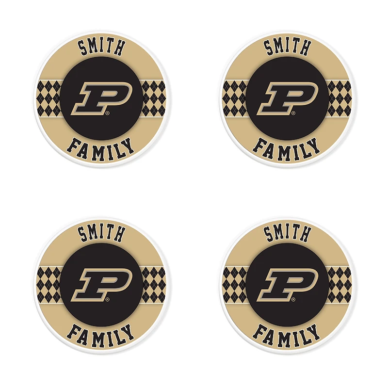 Purdue Boilermakers 4" Customizable Circular Coasters 4-Pack Set