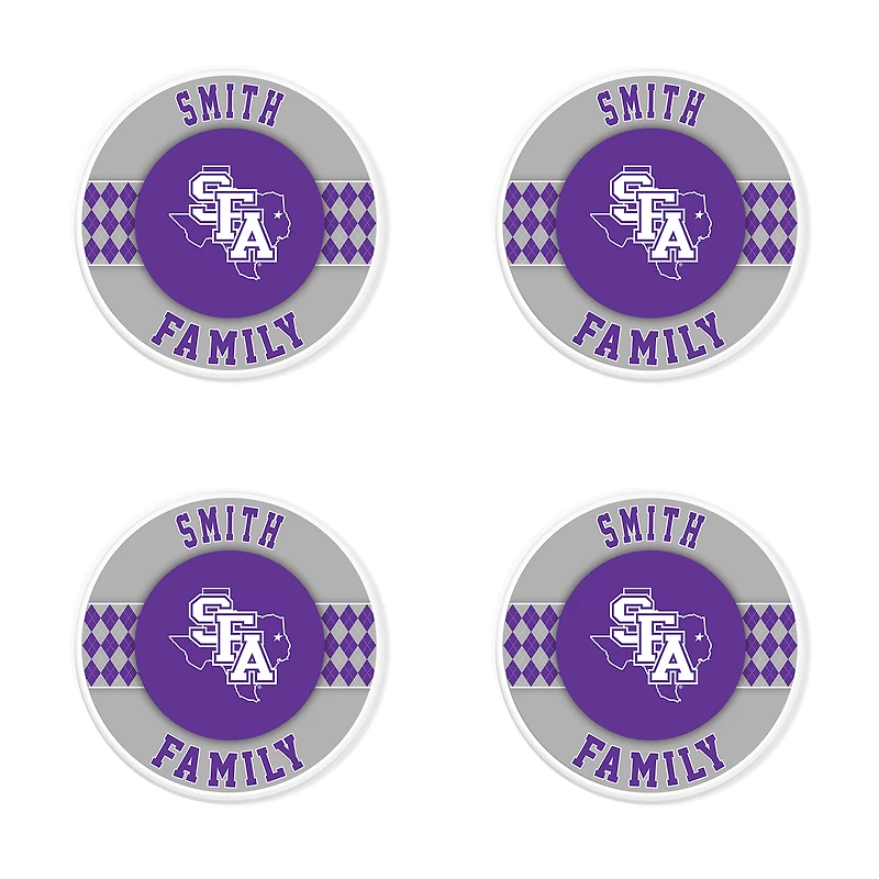 Stephen F Austin Lumberjacks 4" Personalized Circular Coasters 4-Pack Set