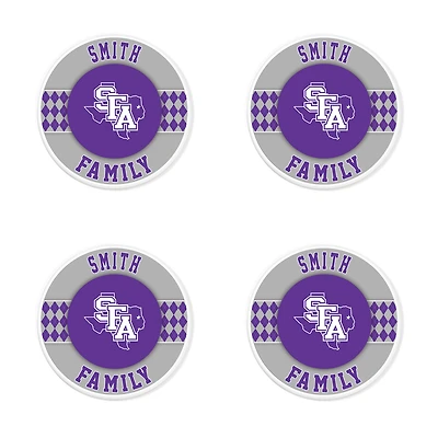 Stephen F Austin Lumberjacks 4" Personalized Circular Coasters 4-Pack Set