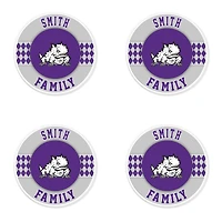 TCU Horned Frogs 4" Personalized Circular Coasters 4-Pack Set