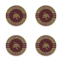 Texas State Bobcats 4" Customizable Circular Coasters 4-Pack Set