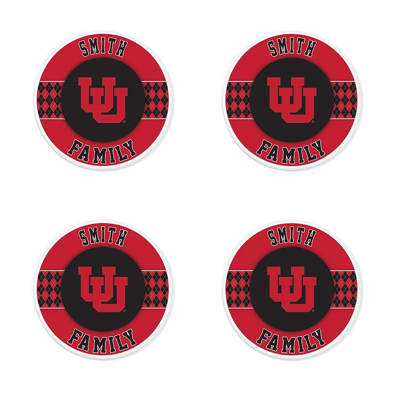 Utah Utes 4" Customizable Circular Coasters 4-Pack Set