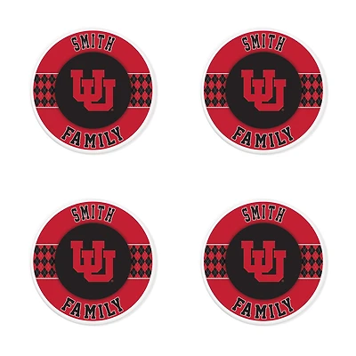 Utah Utes 4" Customizable Circular Coasters 4-Pack Set