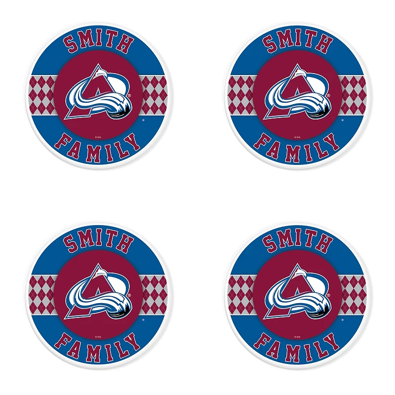 Colorado Avalanche 4" Customizable Circular Coasters 4-Pack Set