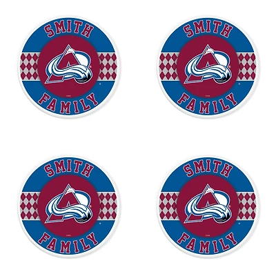 Colorado Avalanche 4" Customizable Circular Coasters 4-Pack Set
