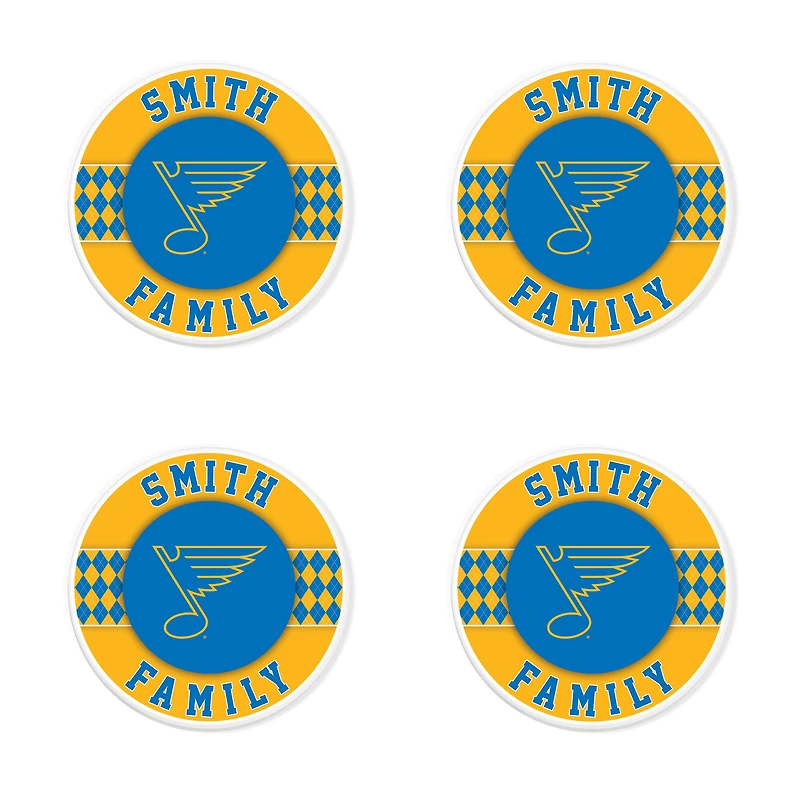 St. Louis Blues 4" Customizable Circular Coasters 4-Pack Set