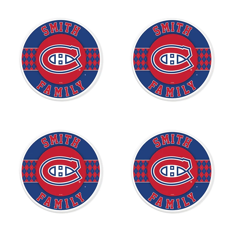 Montreal Canadiens 4" Customizable Circular Coasters 4-Pack Set