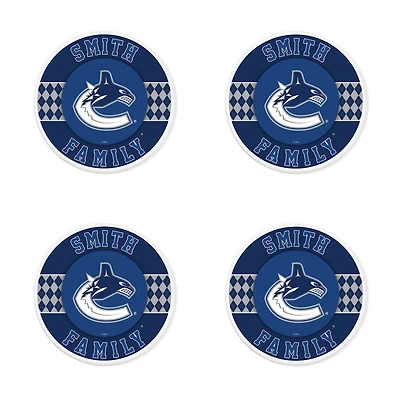 Vancouver Canucks 4" Personalized Circular Coasters 4-Pack Set