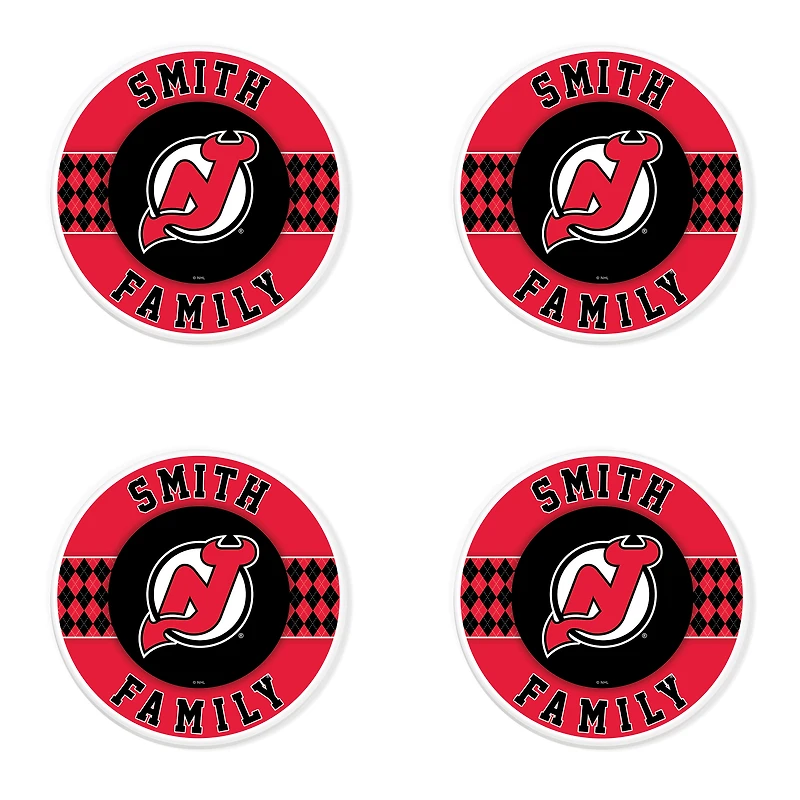 New Jersey Devils 4" Customizable Circular Coasters 4-Pack Set