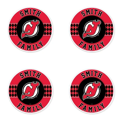 New Jersey Devils 4" Customizable Circular Coasters 4-Pack Set
