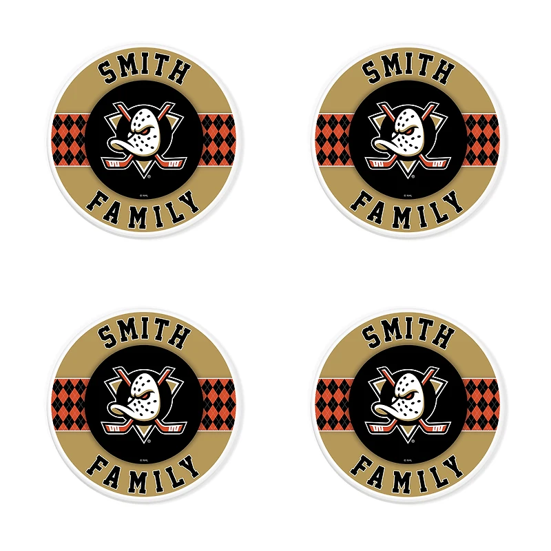 Anaheim Ducks 4" Customizable Circular Coasters 4-Pack Set