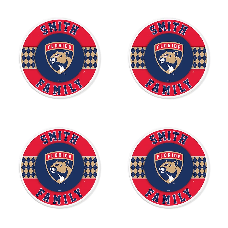 Florida Panthers 4" Customizable Circular Coasters 4-Pack Set