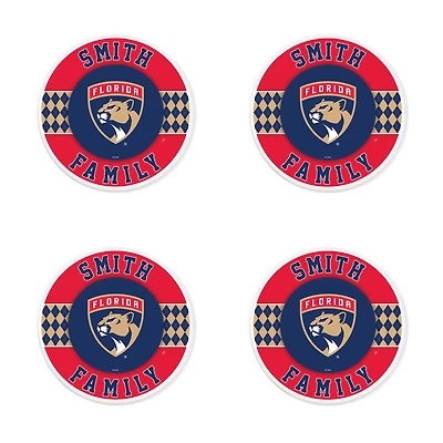 Florida Panthers 4" Customizable Circular Coasters 4-Pack Set